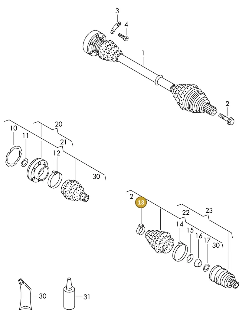 N90630801 — Volkswagen TRANSPORTER SYNCRO (1996-2003) diagram 230407200, position 13