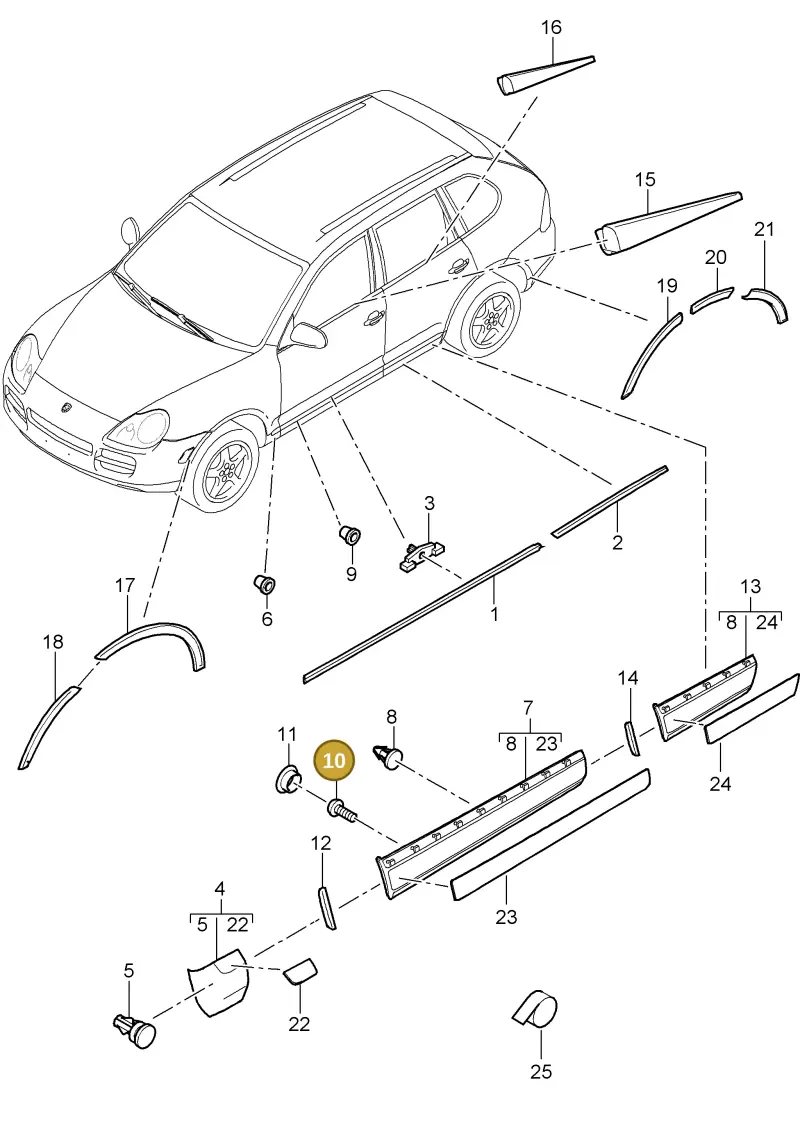 N90644805 — Porsche Cayenne (2002-2006) diagram p24810005, position 10