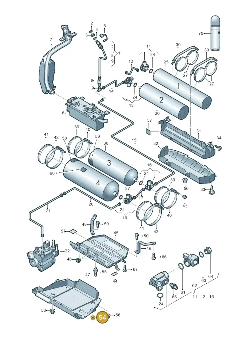 N90645301 — Volkswagen Touran 2.0 (2010-2015) diagram 694201070, position 54