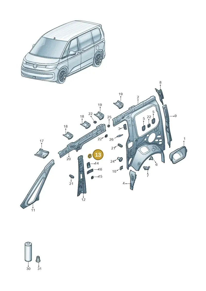 N90660701 — Volkswagen Multivan (2021-) diagram 7t0809000, position 13