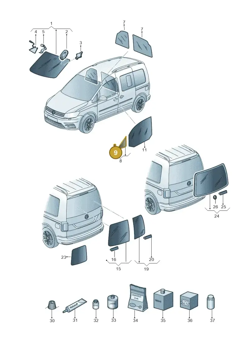 N90663603 — Volkswagen Caddy kombi (2015-2020) diagram 866845000, position 9