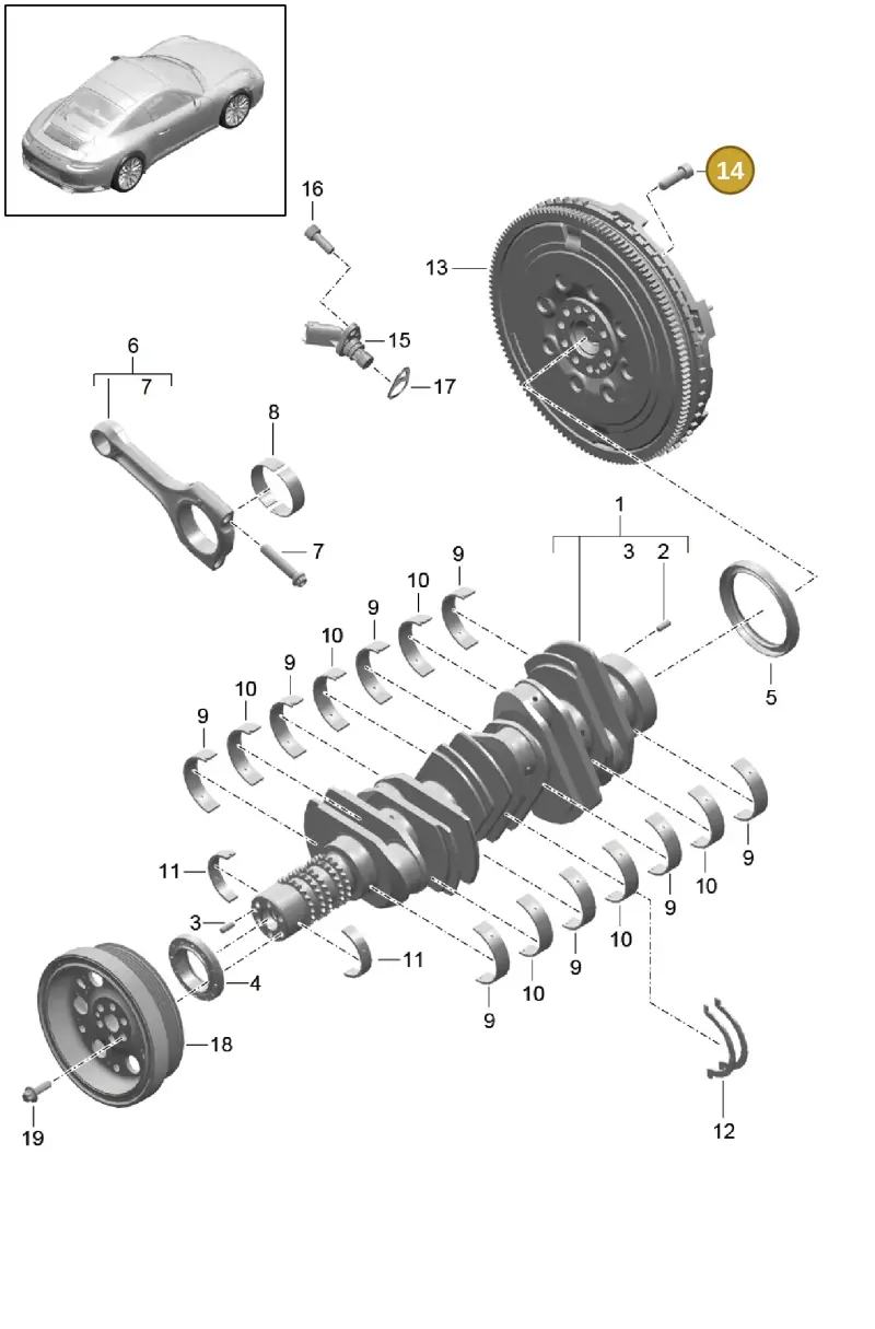 N90665101 — Porsche 991 II Carrera 4 (2016-2019) diagram p47102000, position 14
