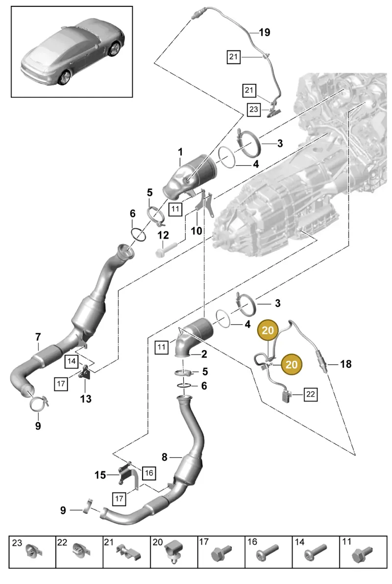 N90681401 — Porsche Panamera (2016-2020) diagram p49202055, position 20