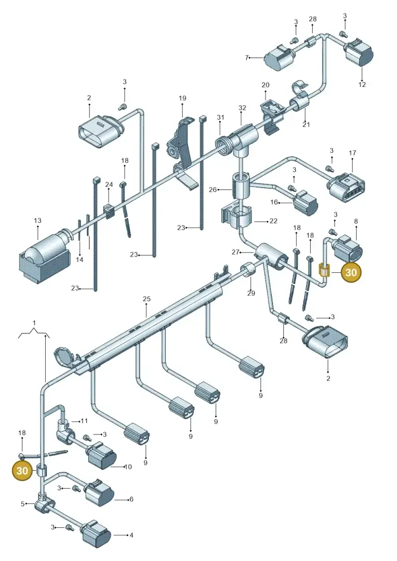 N90682001 — Volkswagen Jetta (2010-2014) diagram 692971100, position 30