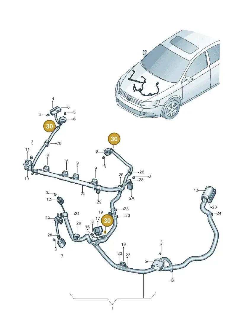 N90682001 — Volkswagen Jetta (2014-2017) diagram 789971010, position 30