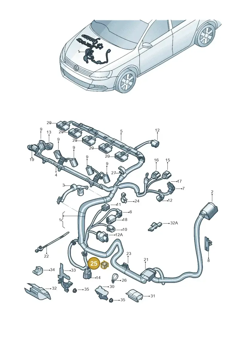 N90698101 — Volkswagen Jetta (2014-2017) diagram 789971005, position 25