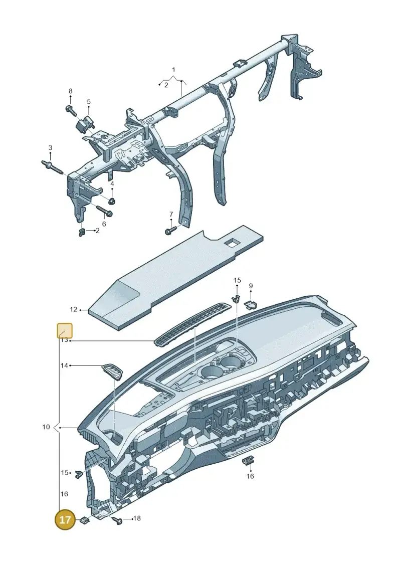 N90698803 — Volkswagen Passat estate (2023-) diagram 3j0857000, position 17