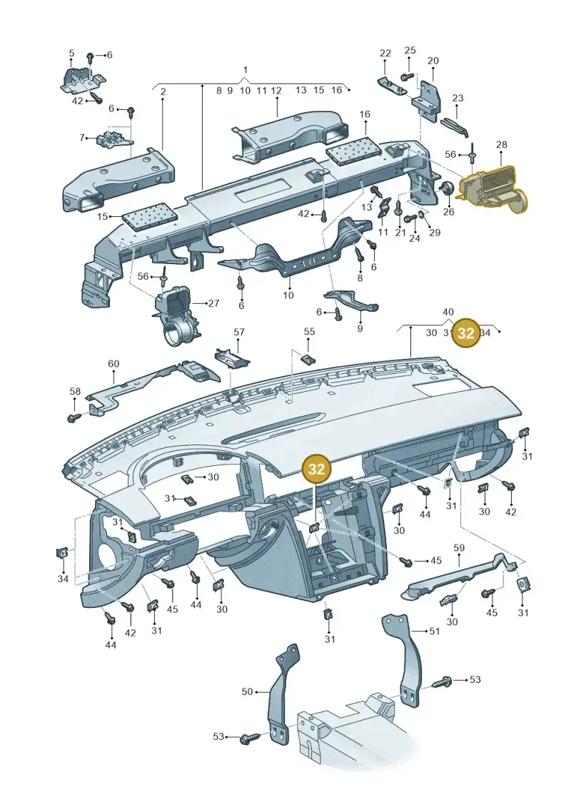 N90698901 — Volkswagen Phaeton 4motion (2010-2016) diagram 258857000, position 32