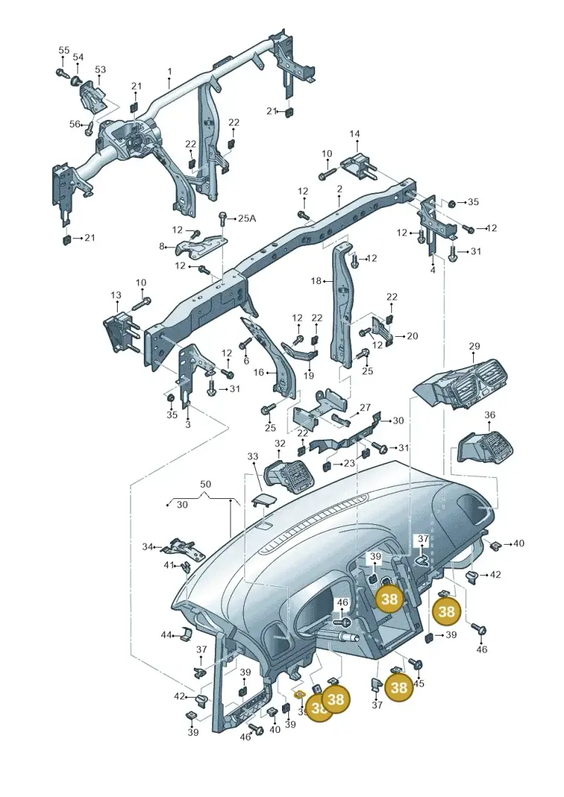 N90698901 — Volkswagen Golf Cabriolet (2011-2016) diagram 649857000, position 38