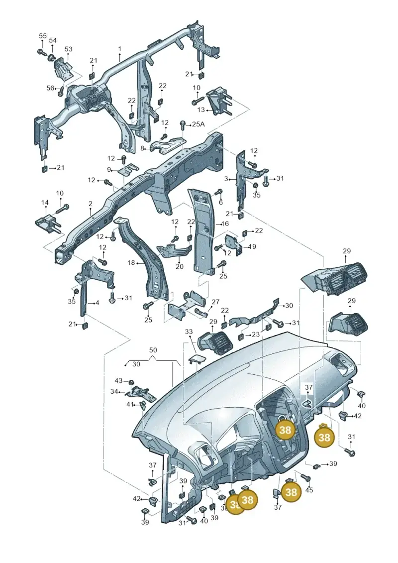 N90698901 — Volkswagen Scirocco 2.0 (2008-2014) diagram 651857000, position 38