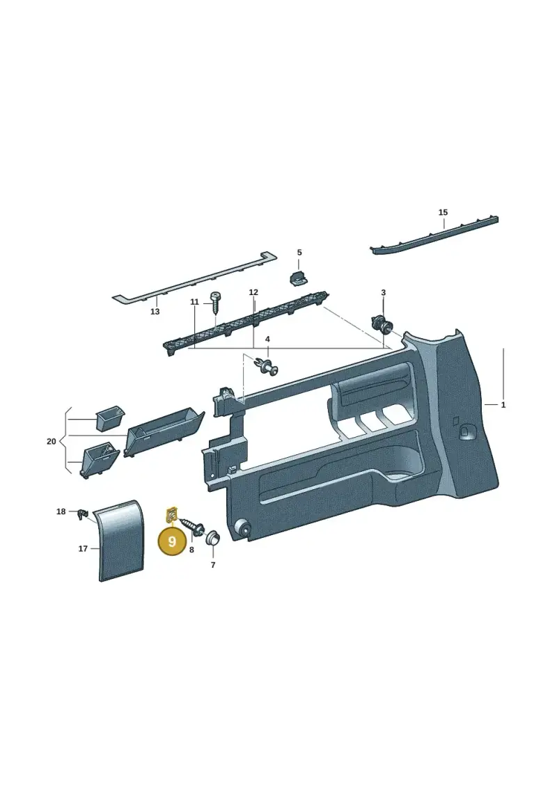 N90698901 — Volkswagen Transport. multivan (2019-2024) diagram 7em867020, position 9