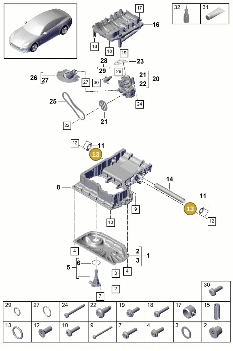 N90713202 — Porsche Panamera (2016-2020) diagram p49104025, position 13