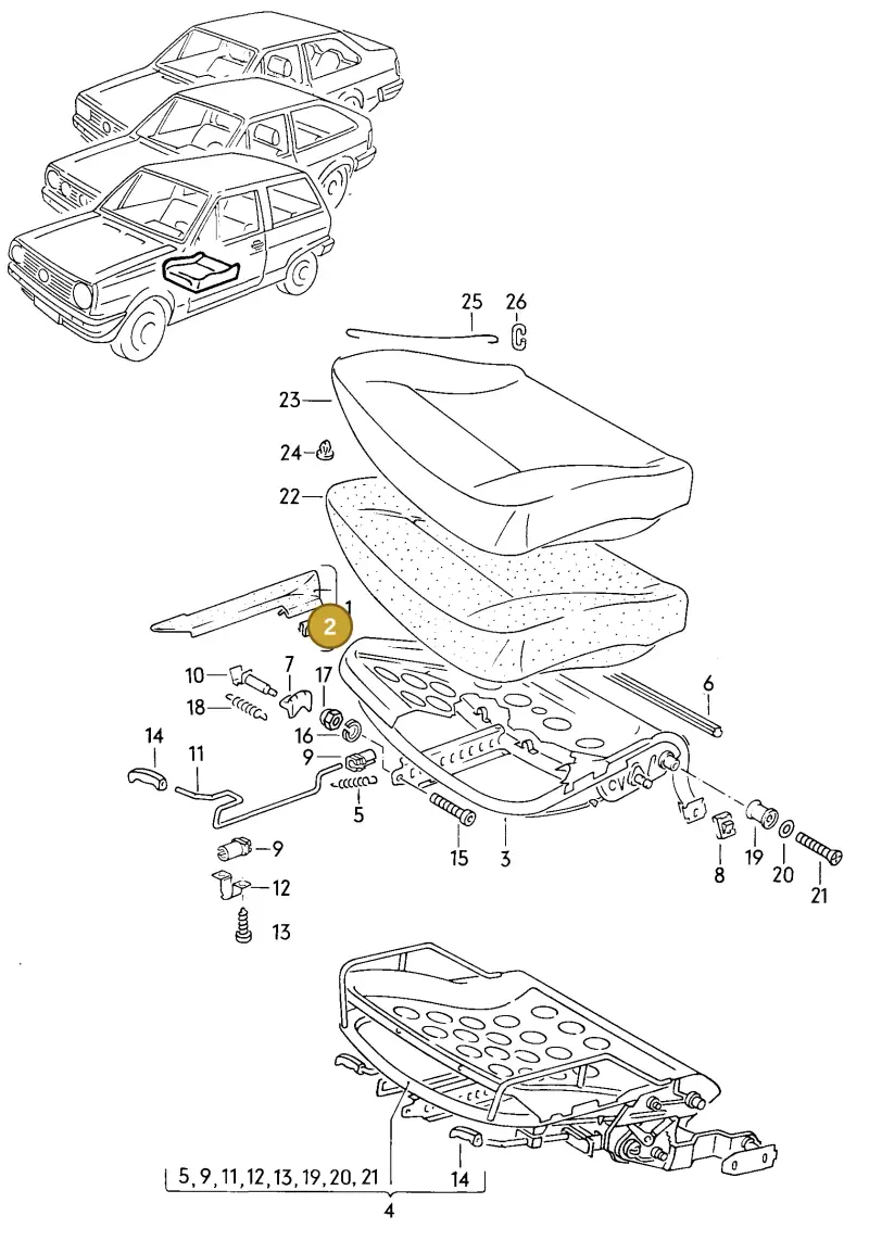 N90715001 — Volkswagen Polo/Polo Coupe (1990-1994) diagram 009088000, position 2