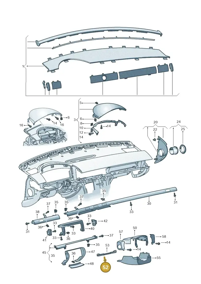 N90728702 — Volkswagen Phaeton 4motion (2008-2010) diagram 258857100, position 52