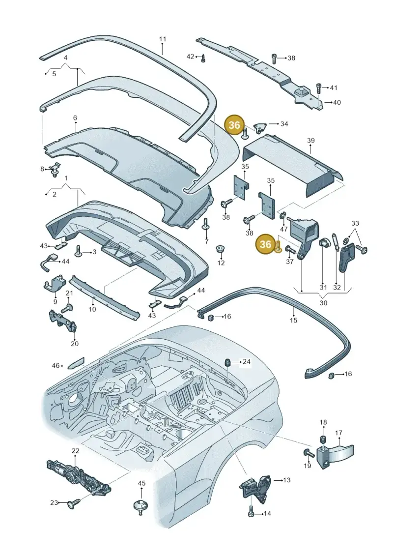 N90737106 — Audi A5 Cabrio 2.0 (2011-2017) diagram 670825500, position 36