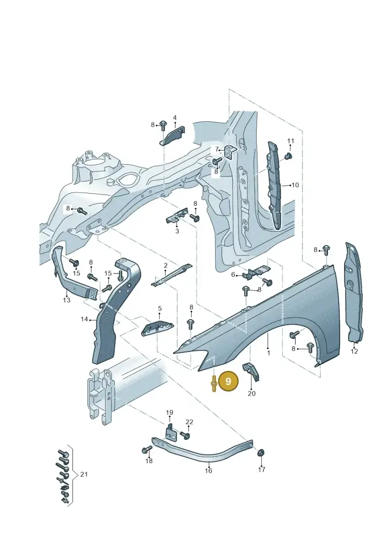 N90743602 — Audi A8 (2017-2025) diagram 838821000, position 9