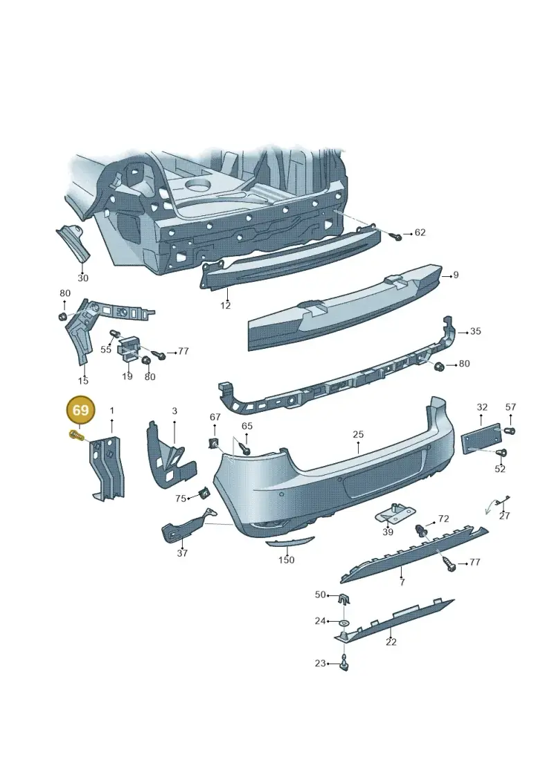 N90749802 — Volkswagen Golf (2011-2013) diagram 649807500, position 69