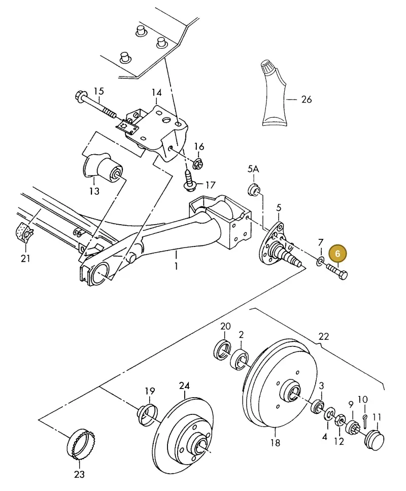 N90758901 — Volkswagen GOLF CABRIO (2002-2002) diagram 121500200, position 6
