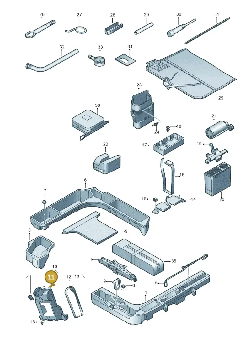 N90763001 — Audi A3 Sportback (2016-2020) diagram 745011150, position 11