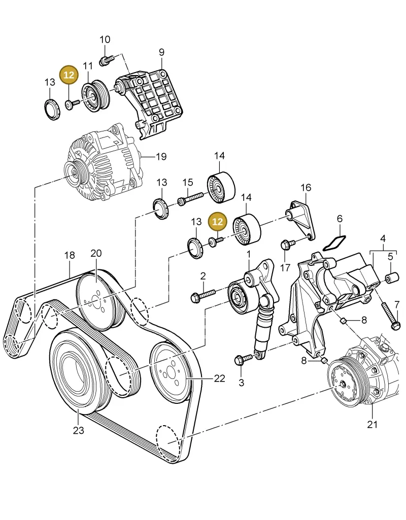 N90766302 — Porsche Cayenne (2007-2010) diagram p31102080, position 12