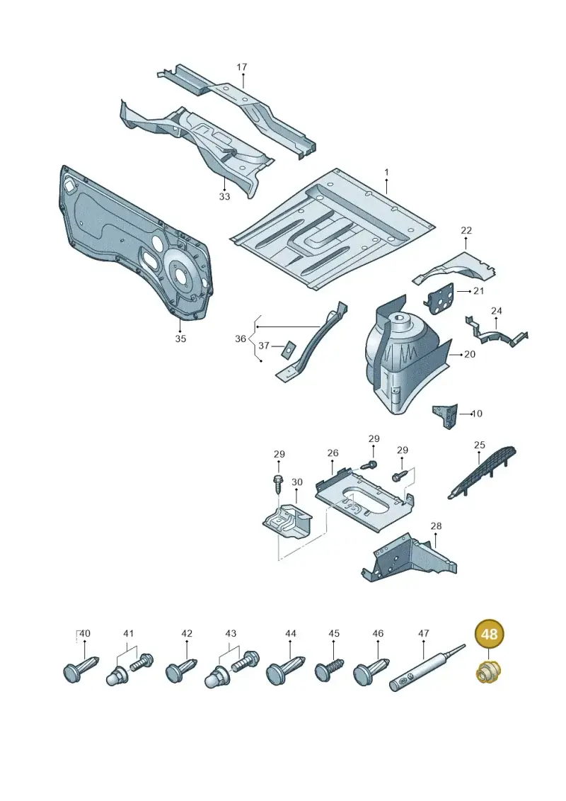 N90767405 — Volkswagen Caravelle (2015-2019) diagram 861801100, position 48