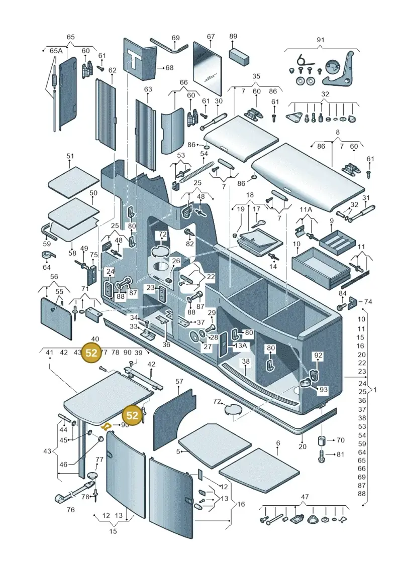 N90769501 — Volkswagen California Camper (2011-2015) diagram 452068000, position 52