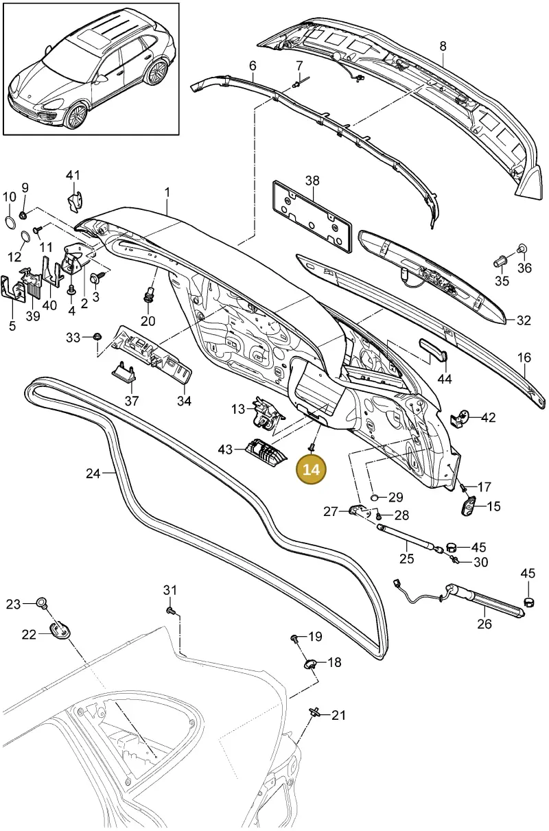 N90780901 — Porsche Cayenne (2010-2018) diagram p37803005, position 14