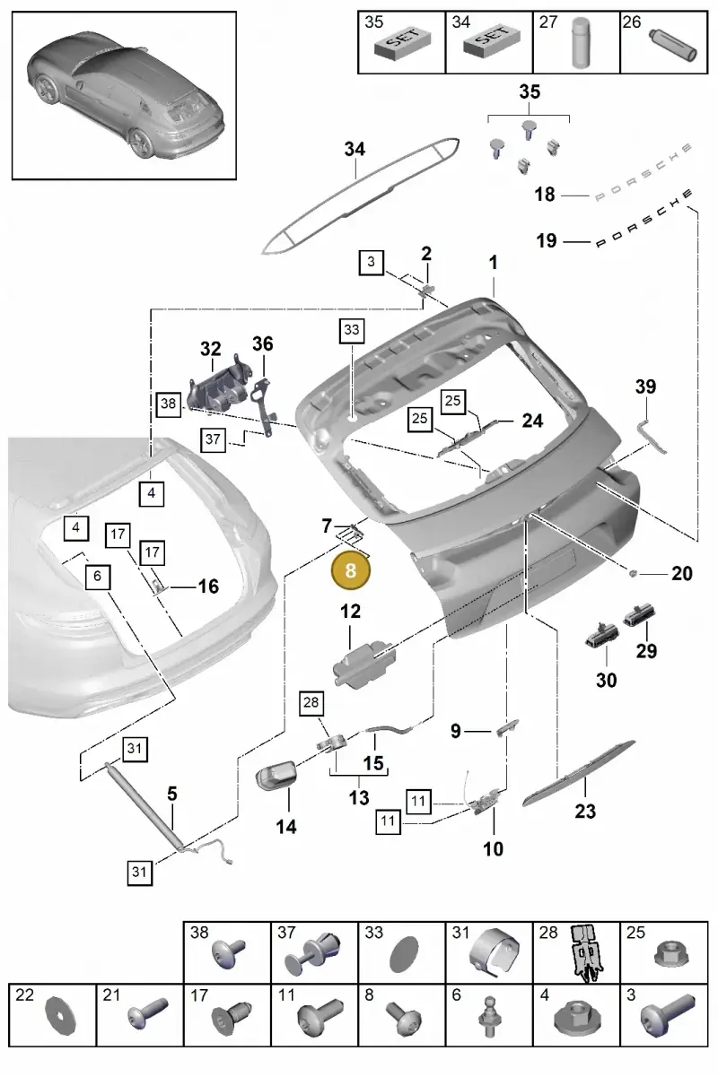 N90780901 — Porsche Panamera (2016-2020) diagram p49803006, position 8