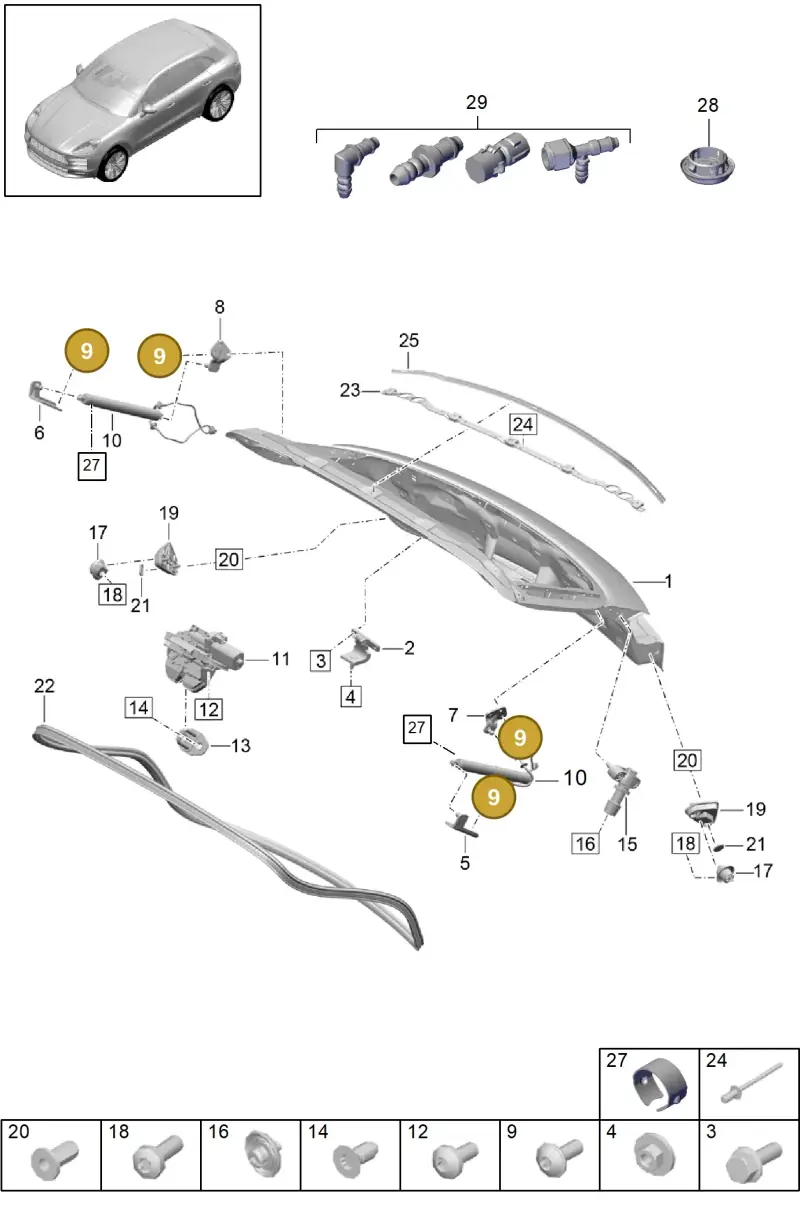 N90780901 — Porsche Macan (2018-2022) diagram p52000169, position 9