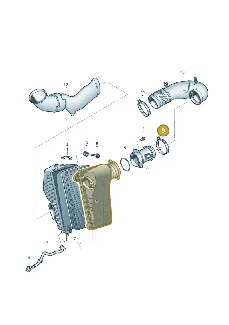 N90785901 — Volkswagen Touareg BlueMotion (2014-2018) diagram 693129350, position 9