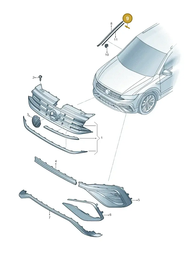 N90787802 — Volkswagen Tiguan 2.0 4Motion (2017-2024) diagram 833853001, position 9