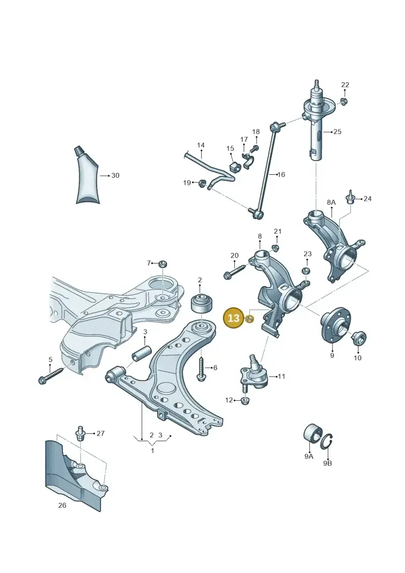 N90808801 — Volkswagen Polo (2009-2014) diagram 677407000, position 13