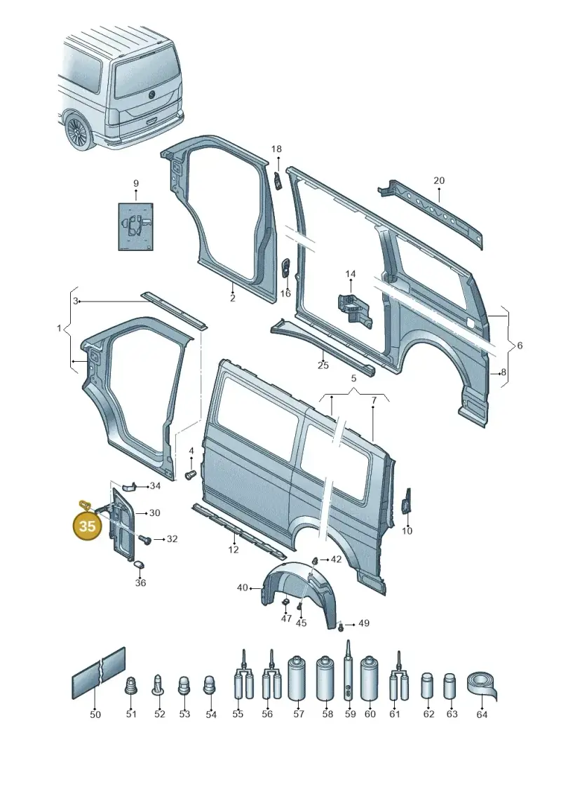 N90825401 — Volkswagen Caravelle (2019-2024) diagram 861809200, position 35