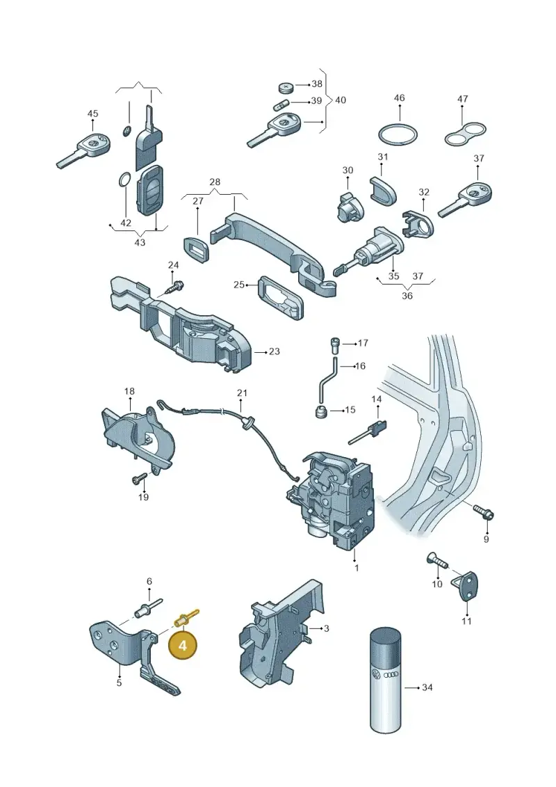 N90825801 — Volkswagen Transp. dropside (2011-2015) diagram 411837000, position 4