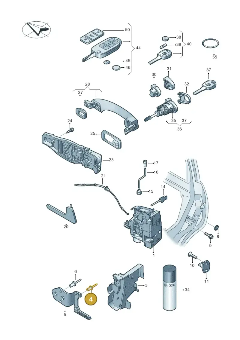 N90825801 — Volkswagen Caravelle (2015-2019) diagram 861837000, position 4