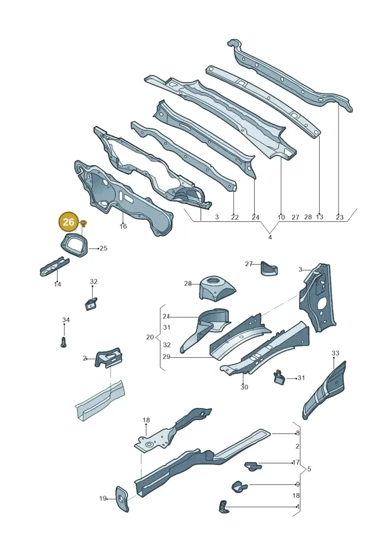 N90833102 — Volkswagen Jetta (2014-2017) diagram 789803000, position 26