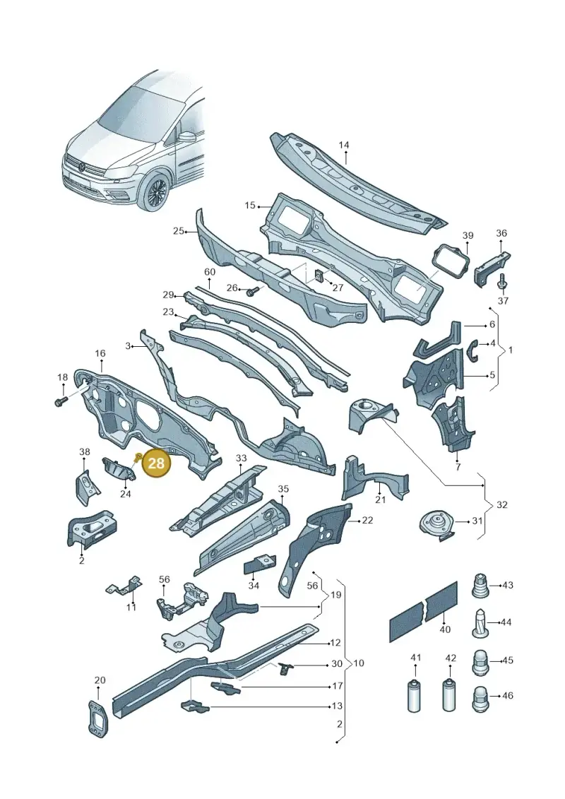 N90833102 — Volkswagen Caddy kombi (2015-2020) diagram 866803000, position 28