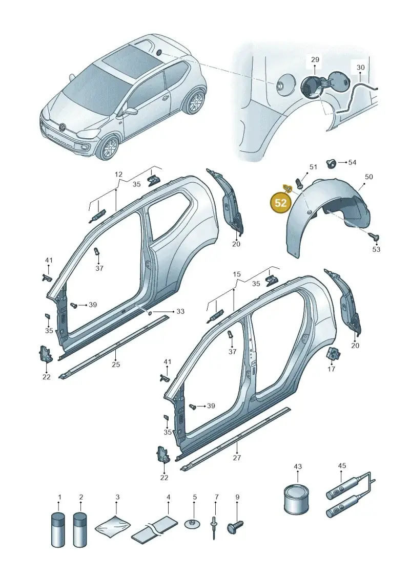 N90833801 — Volkswagen Up! 1.0 BlueMotion (2016-2023) diagram 723809700, position 52