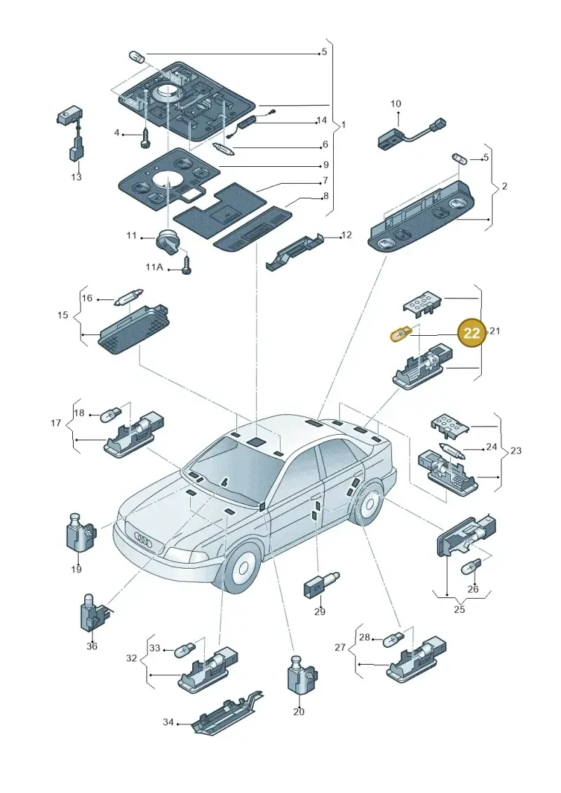 N90841101 — Audi A4/S4/Av./qu. (2001-2004) diagram 249947000, position 22