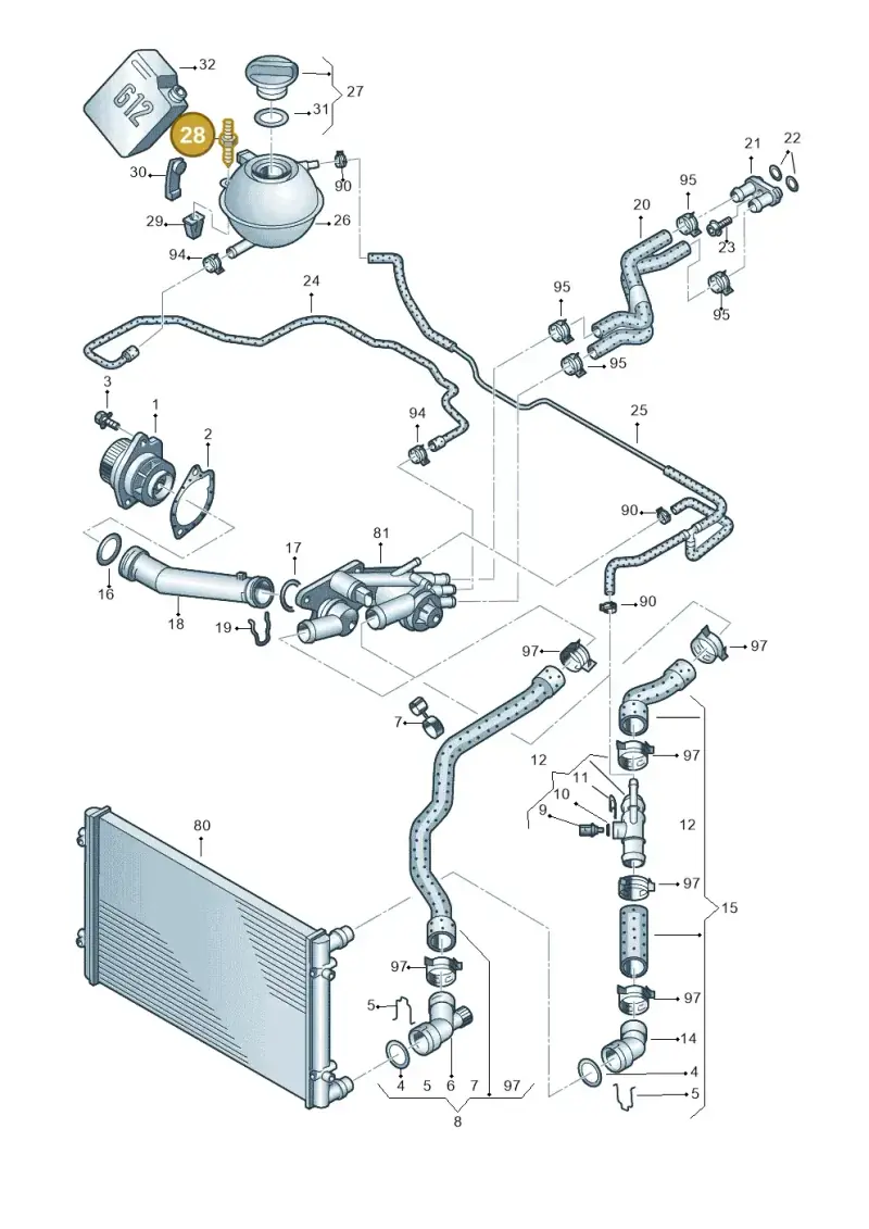 N90847201 — Volkswagen POLO (2005-) diagram 461121230, position 28