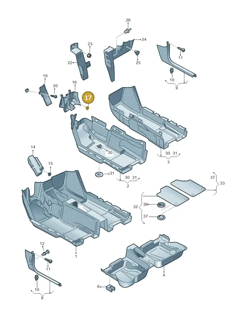 N90861801 — Volkswagen Caddy kombi (2015-2020) diagram 443863000, position 17