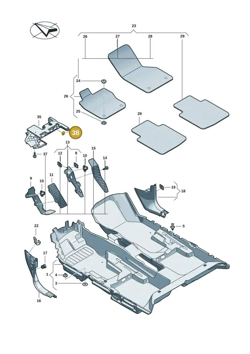 N90871301 — Volkswagen Passat estate (2023-) diagram 3j0863000, position 38
