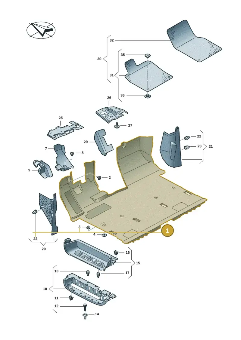 N90871301 — Volkswagen Multivan (2021-) diagram 7t0863000, position 1