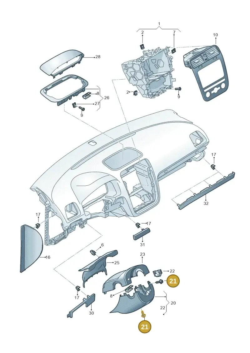 N90877702 — Volkswagen Scirocco 2.0 (2014-2017) diagram 786857100, position 21