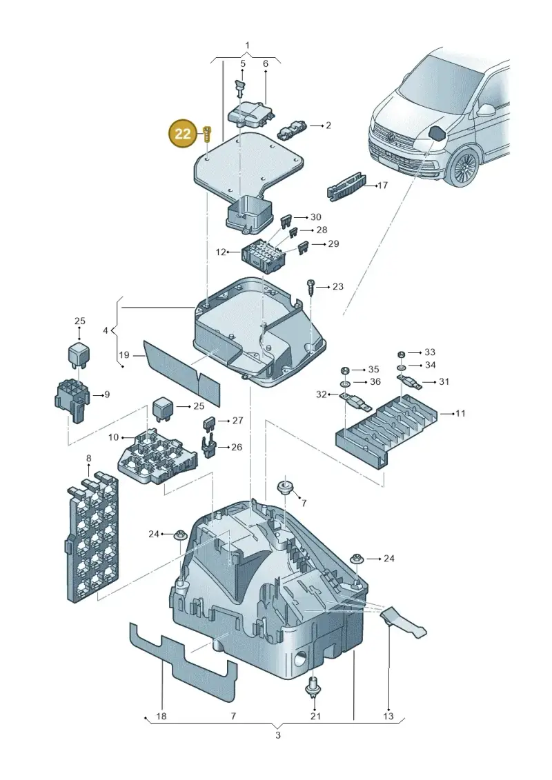 N90877702 — Volkswagen Caravelle (2015-2019) diagram 861937100, position 22