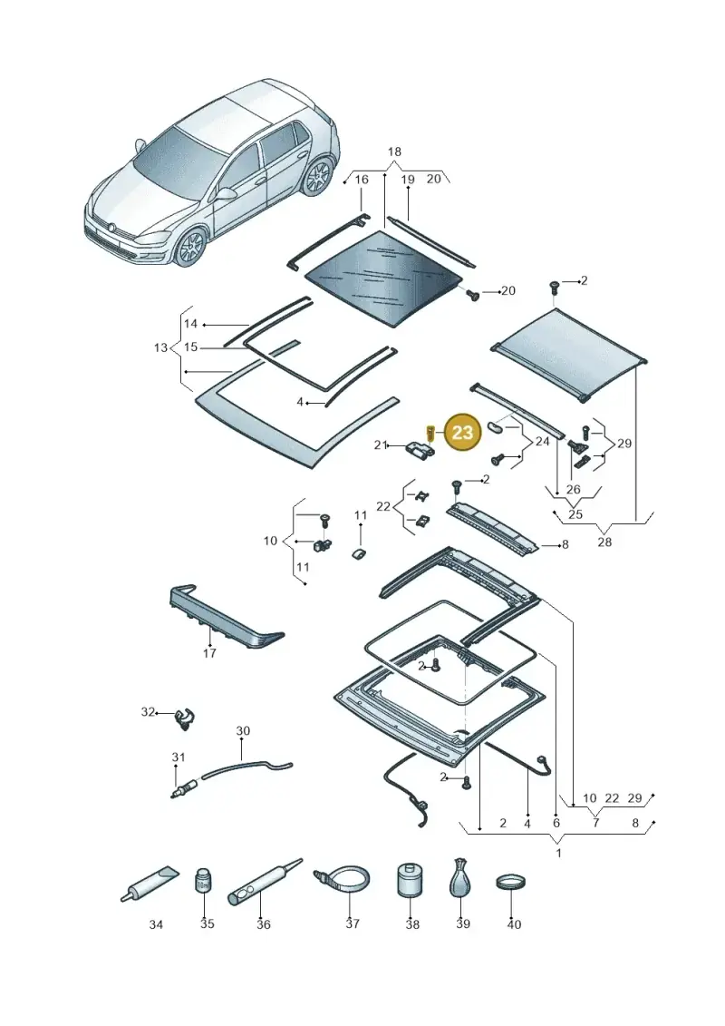 N90884801 — Volkswagen Golf 1.4 BlueMotion (2014-2017) diagram 781877010, position 23