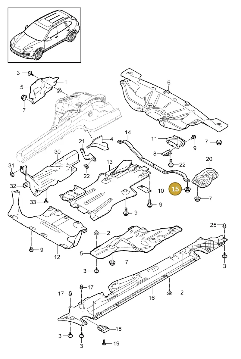 N90887702 — Porsche Cayenne (2010-2018) diagram p37801070, position 15