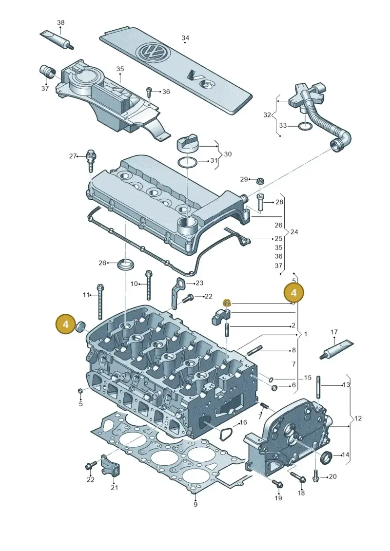 N90898202 — Volkswagen EOS 2.0 (2008-2010) diagram 665103070, position 4