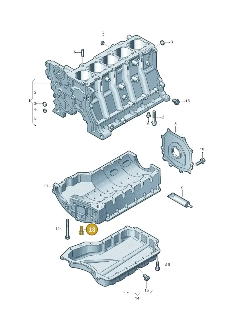 N90908002 — Volkswagen Golf (2011-2013) diagram 474103250, position 13