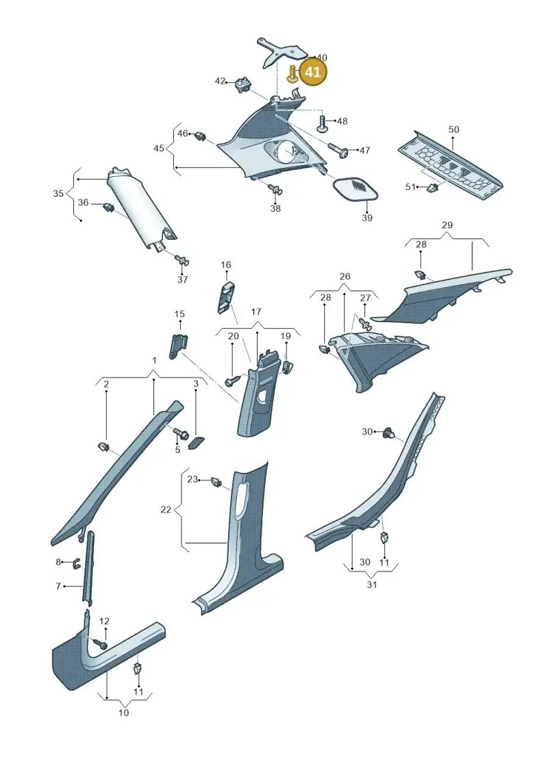 N90917104 — Audi RS4 Av. qu. 4.2 (2012-2015) diagram 636867650, position 41